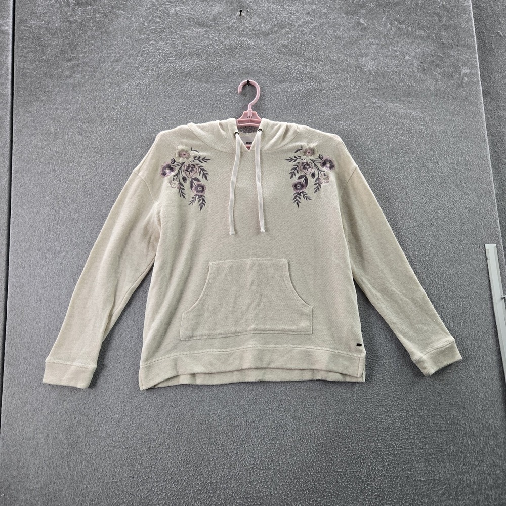 O'Neill Women Hoodie L Beige Floral Embroidery On Chest Flowers